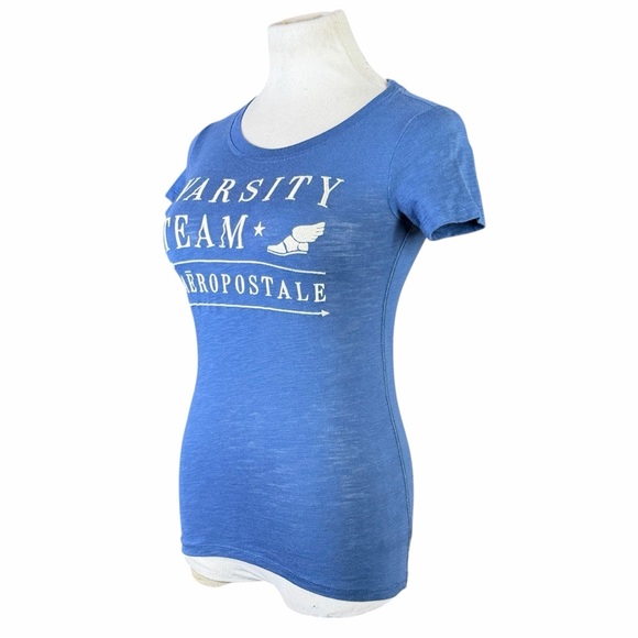 10/$25🦋 Aeropostale Blue & White VARSITY TEAM Graphic Tee - Size XS - Picture 4 of 16